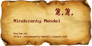 Mindszenty Mendel névjegykártya